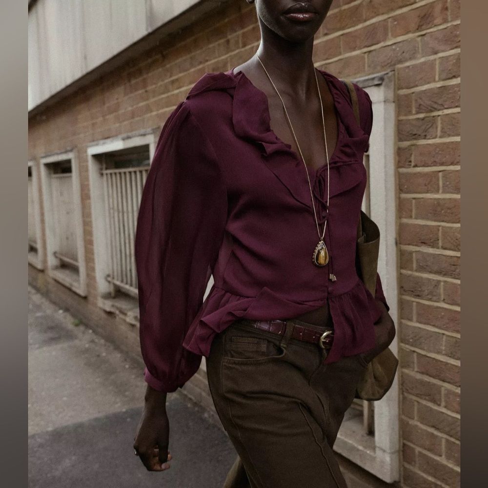ZARA RUFFLED BLOUSE - Picture 3 of 10